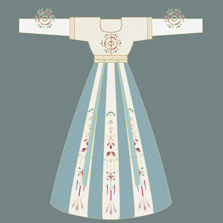 艺缕原创坦领汉服女三件套两片式齐腰襦裙半臂...