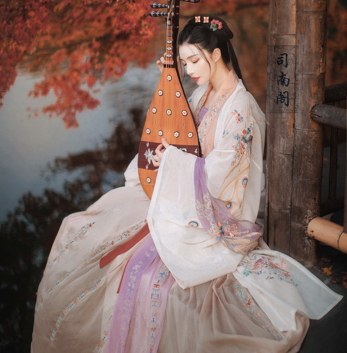 司南阁原创【花凰】汉服女对襟衫裙直领齐腰大...