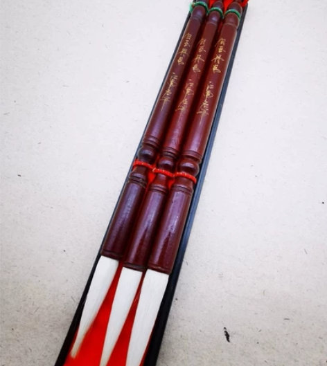 纯羊毫长锋一套三支，80年代纯羊毫老毛笔白...