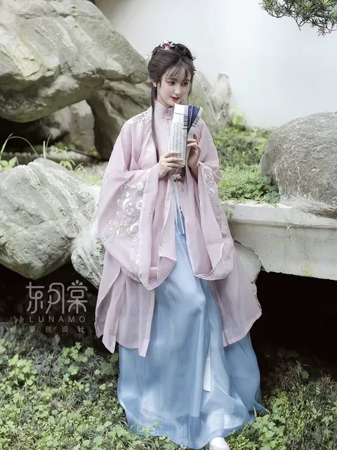 东月棠护花铃明制汉服立领长衫女全套原创夏季...