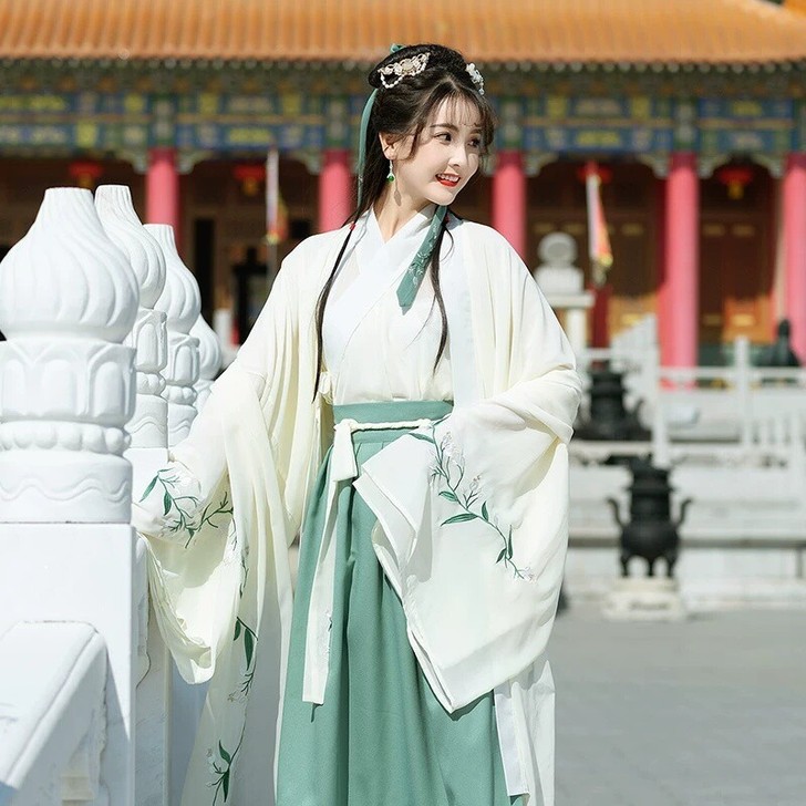 流烟昔冷汉服女广袖中国风正版学生交领襦裙魏...