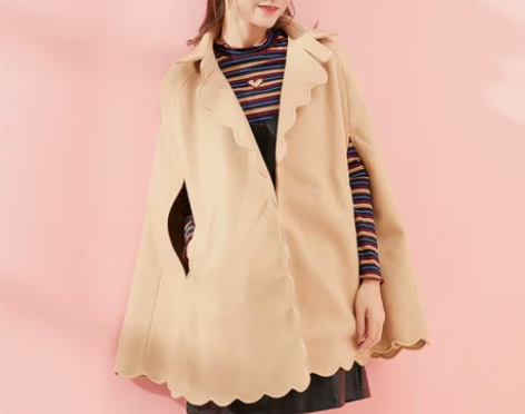 清仓诗曼朵2018春季翻领波浪边毛呢子夹棉...