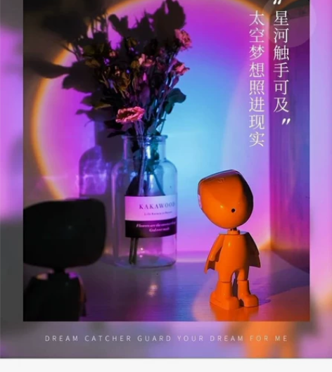 宇航员日落灯拍照网红投影卧室氛围女机器人小...