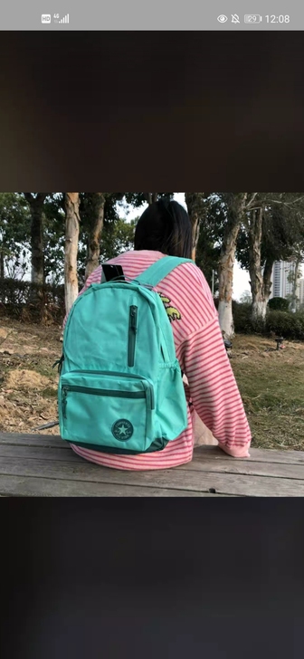 匡威双肩包女湖水蓝经典款校园学生书包男休闲...