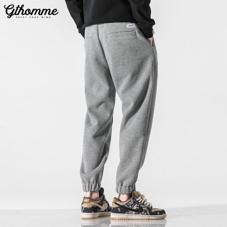 夏季新款男士卫裤宽松加厚潮流束脚裤运动裤灰...