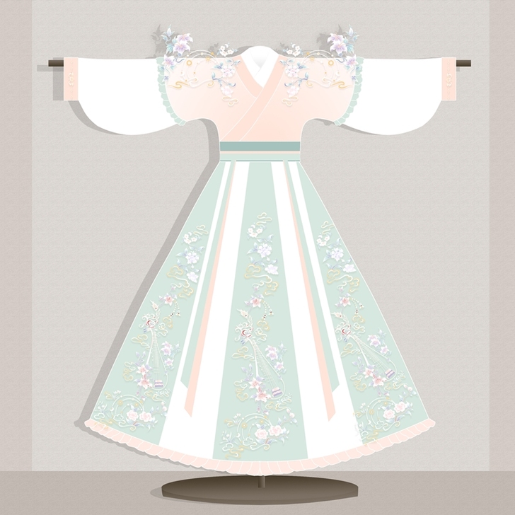 【琴风呤】绣花正品原创魏晋风白菜全套汉服女...