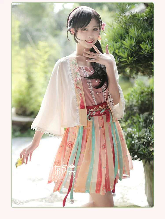 宋制汉元素汉服可甜可盐短裙子女夏套装女日常...