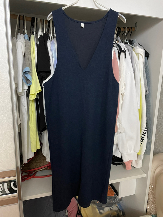 背带长裙，均码，针织面料，95新，藏蓝色，...