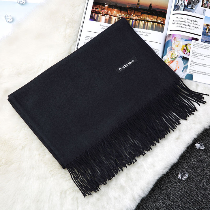 围巾女秋冬季纯色仿羊绒文艺百搭中国红长款春...