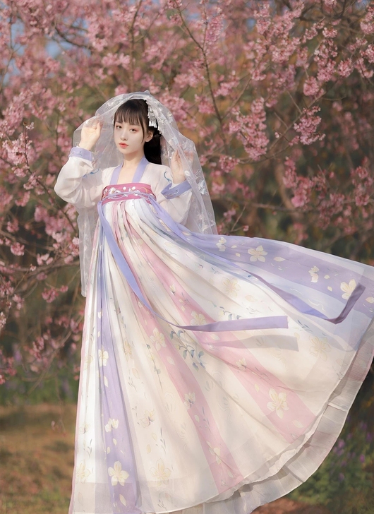 茗月萱齐胸襦裙套装汉服女刺绣正品春夏秋款日...