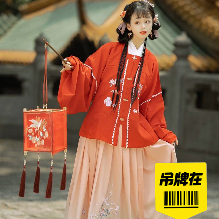 茗月萱【玉兔蟠桃】汉服女方领补服！全新 仅...