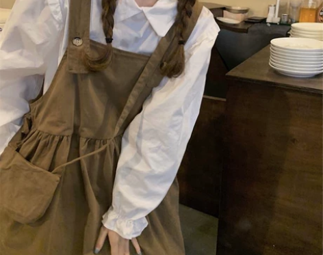 学院风背带连衣裙女学生春秋新款韩版宽松中长...