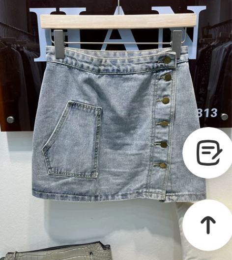牛仔裙 一排扣设计 全新 M 服装店样板最...
