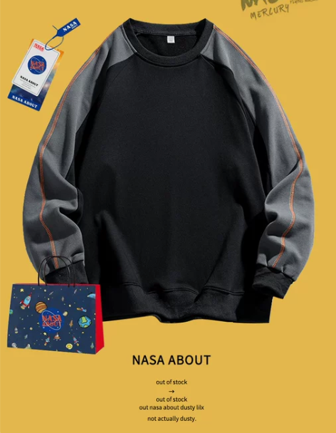 NASA联名卫衣男秋季潮流拼接宽松长袖t恤