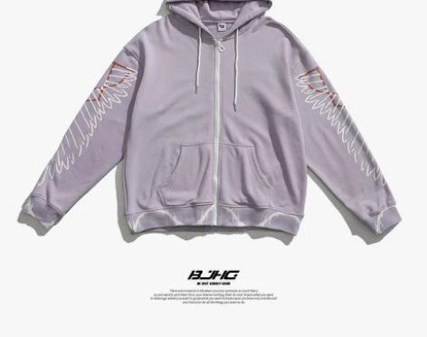 BJHG春2021潮牌连帽开衫卫衣夹克男涂...