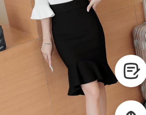 春夏款高腰鱼尾包臀裙韩版中长款荷叶边半身裙...