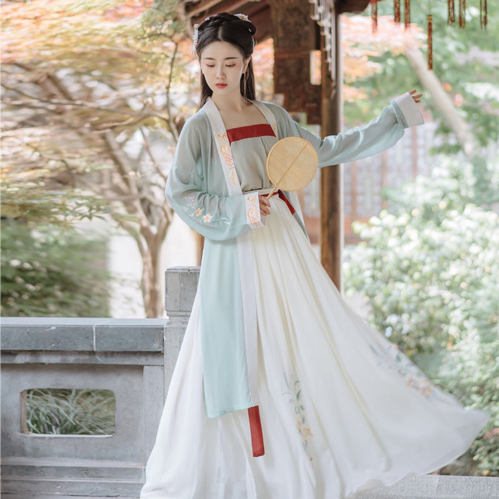 原创汉服女宋裤裙褙子四件套日常绣花宋制齐腰...