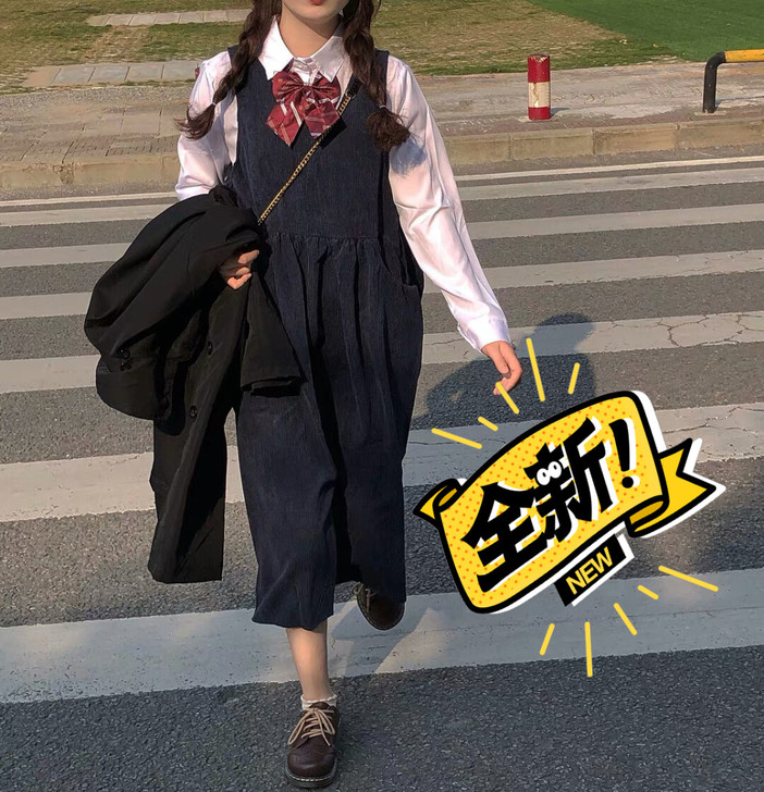 【ALITTLE 乱糟糟】春夏款深蓝灯芯绒...