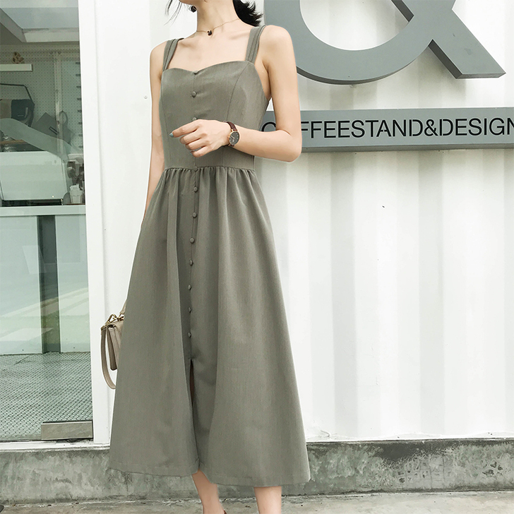 冷淡风ins超火的连衣裙外穿极简显瘦201...