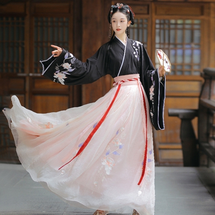 汉服魏晋齐腰广袖中国风古风演出服舞蹈服仙女...