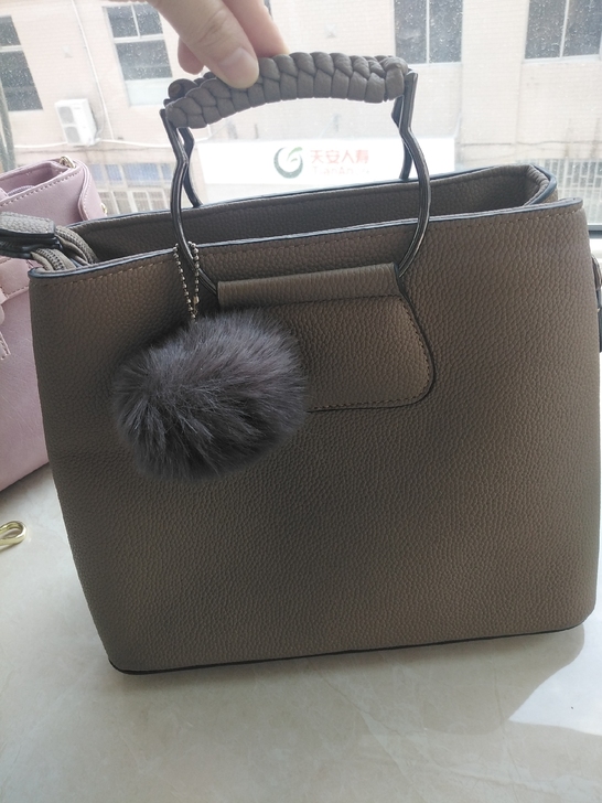 全新灰绿色手提女包