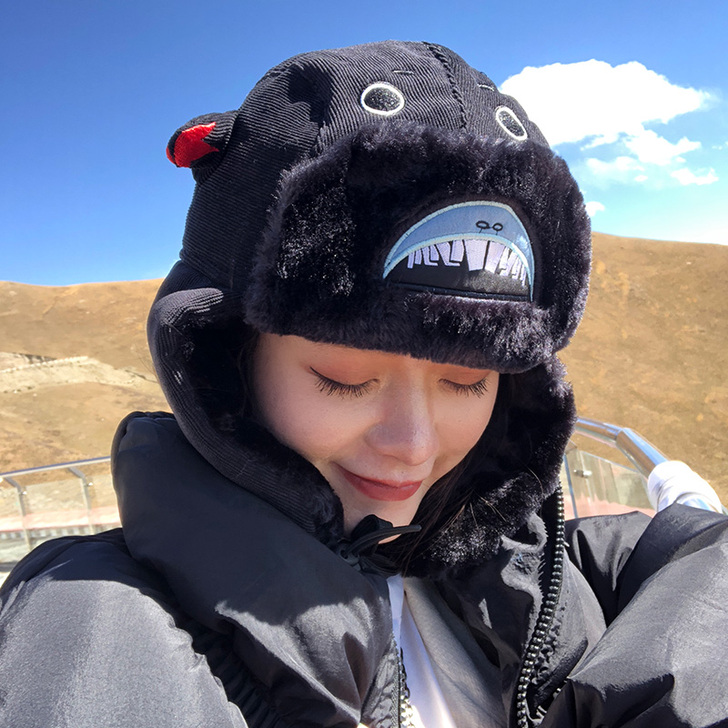 帽子女冬天骑车防风帽保暖护耳棉帽男秋冬季韩...