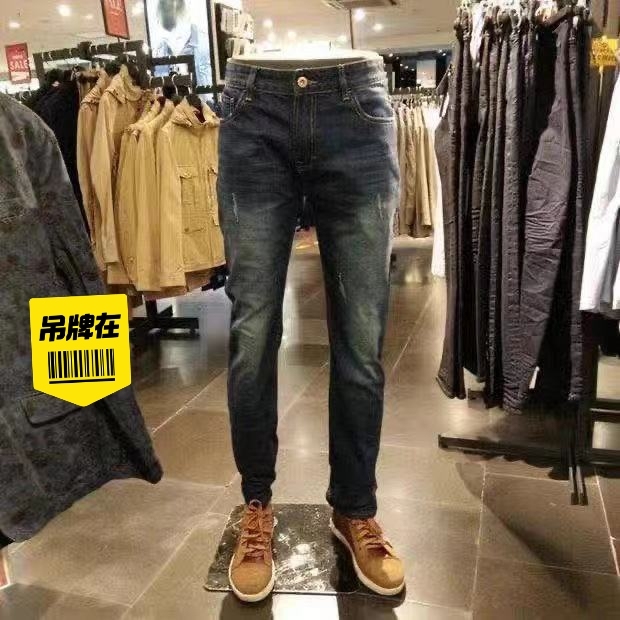 杰克琼斯男春夏略修身舒适复古做旧休闲直筒小...