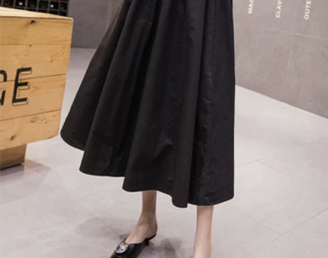 赫本风半身裙女夏新款大摆裙中长款高腰A字裙...