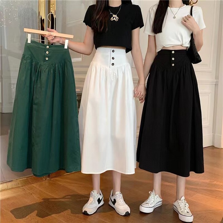 半身裙，黑，白，绿，深蓝。均码，半松紧腰。...