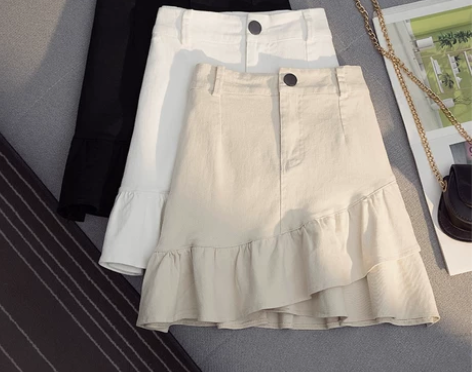 2021早春新款女装夏季时尚百搭荷叶边半身...