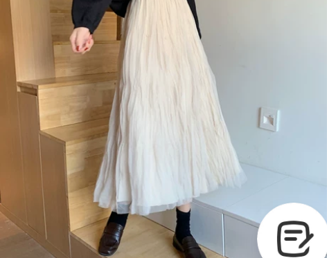 网纱半身裙女秋冬季中长款百褶裙2020新款...