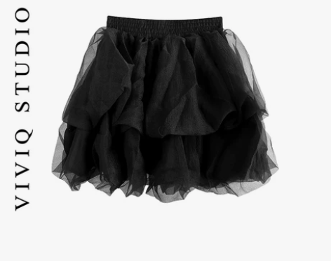 法式网纱蓬蓬裙女夏季辣妹高腰显瘦百褶裙短裙...