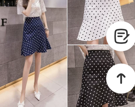 夏季2019新款时尚高腰荷叶边波点鱼尾裙超...