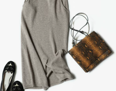 纯山羊绒半身裙子中长款针织弹力高腰铅笔裙包...