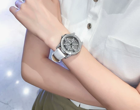 五芒星时来运转雪花女神手表女满天星女款机械...