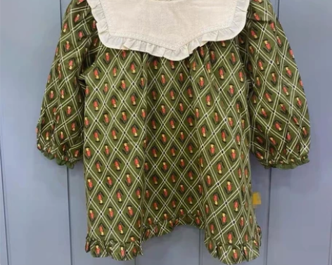 公主方领公主LLANO花朵泡泡棉连衣裙法式...