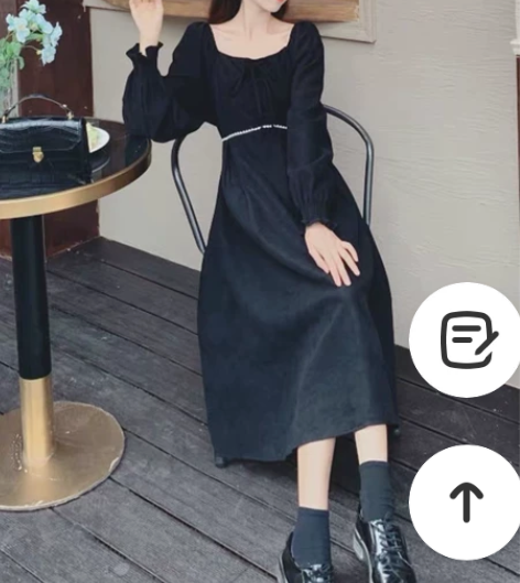 黑色裙子秋冬季日系温柔风穿搭女大码胖mm气...