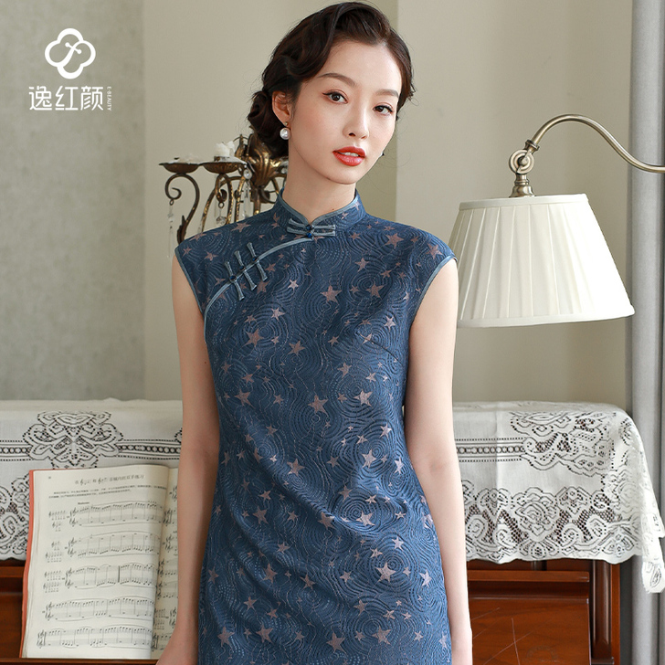 少女连衣裙2020新款夏蕾丝风女装改良旗袍...