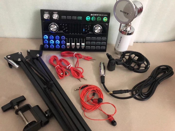 索尼专业直播声卡电容麦套装全名K歌唱歌手机...