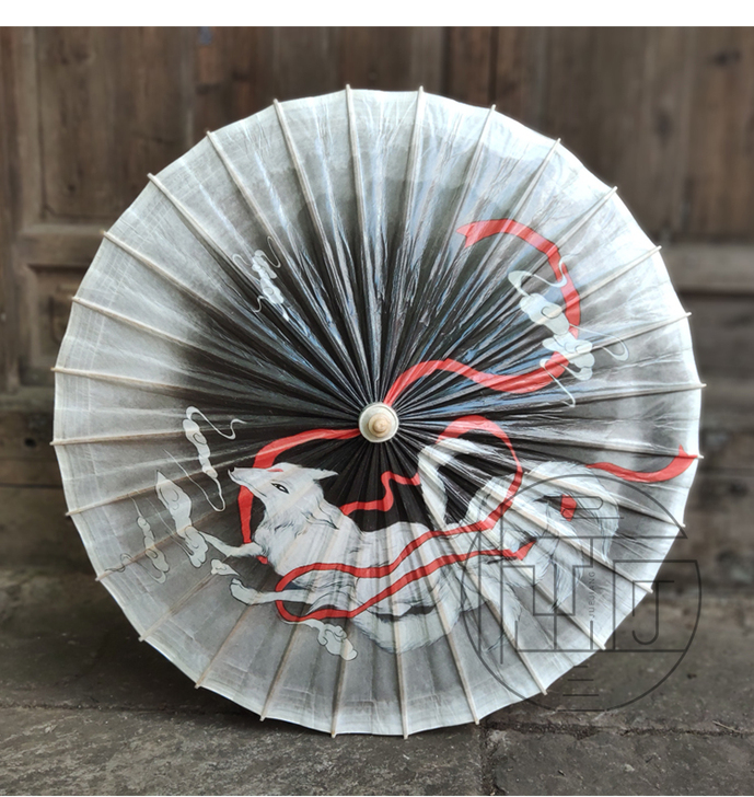 油纸伞女古风九尾狐古典江南防雨防晒纯手工实...