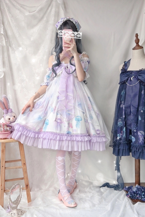 已收！薄暮之海的珊瑚水母 白紫色jsk