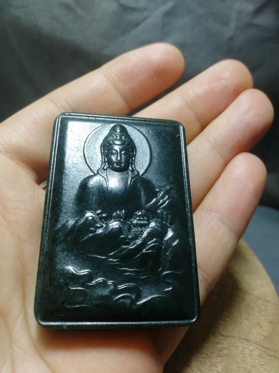和田玉件青玉观音菩萨玉雕文玩收藏品玉器挂件...