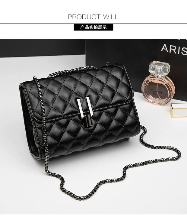 单肩小包包女新款韩版时尚百搭质感菱格链条包...