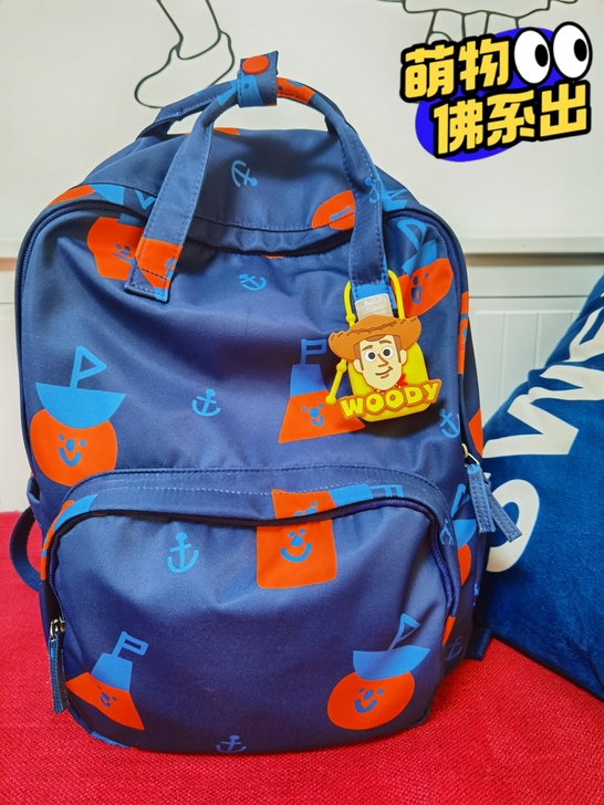 韩版可爱橘色双肩背包,自用的,日图实拍九成...