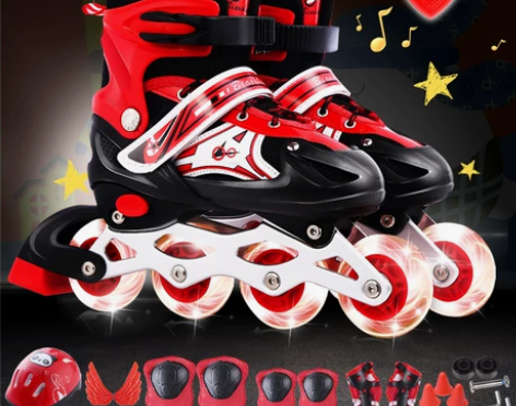 旱冰鞋 溜冰鞋儿童全套装男女成人轮滑鞋初学...