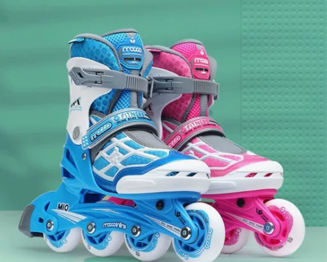 米高旱冰轮滑鞋 男童 蓝色 九成新 尺码：...