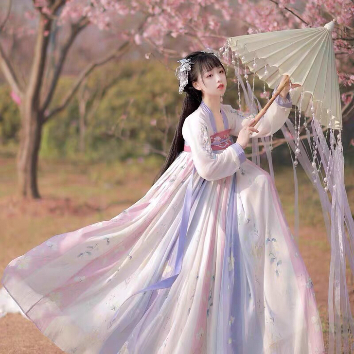 出【樱洛】齐胸襦裙套装汉服女刺绣春日常原创...