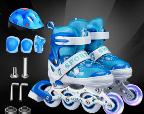 派乐迪溜冰鞋儿童全套装男童女童旱冰轮滑鞋初...