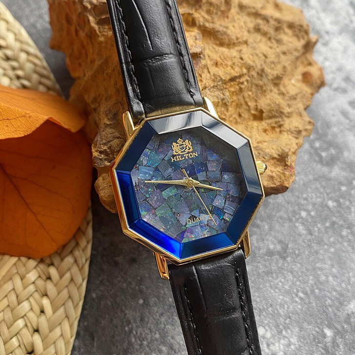 国外带回正品复古八角冰透蓝天然欧泊蛋白石O...