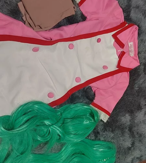 初音未来恋色病栋cos M码衣服+打底袜+...